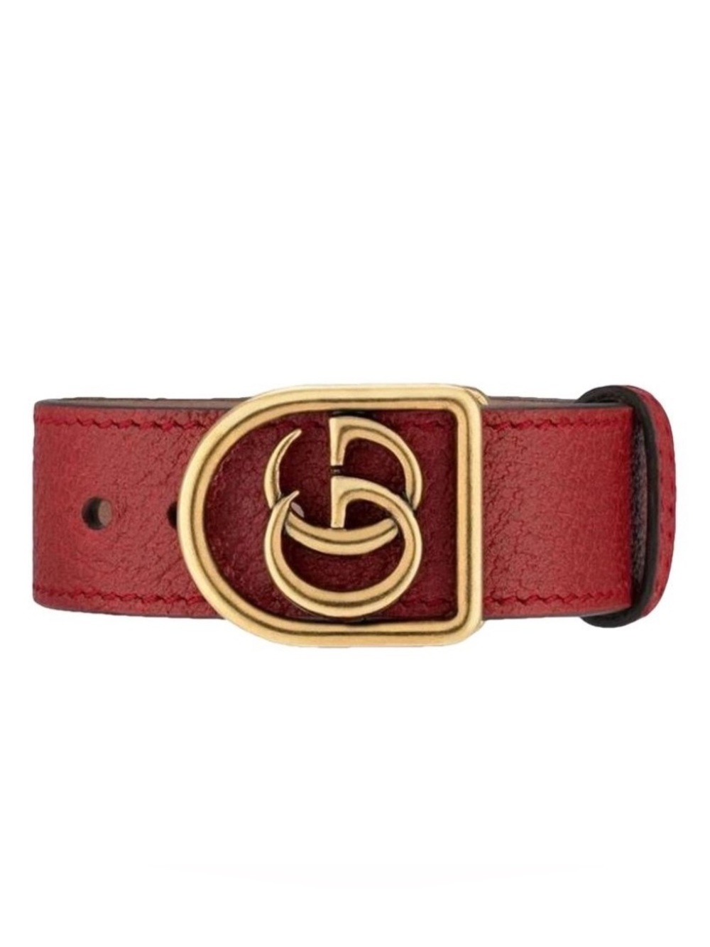 🛍️ Gucci Authentic Marmont Red Leather Cuff Bracelet with Double G Buckle